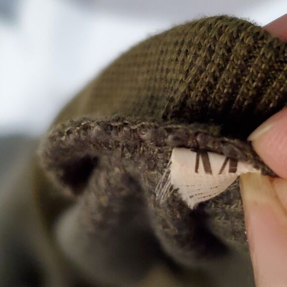 Faux Wrap Blouse Top Womens M Gray White Stripe Waffle Knit Long Sleeve Pullover - Picture 8 of 9